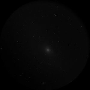 Photograph of M31 & M32 by R. Arendt altered to look like what you can see in washed-out skies with a small scope