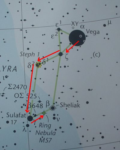 Path of the star-hop from Vega to M57